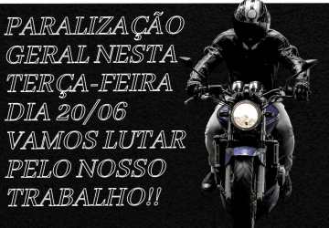 Dia 20/06, às 09:00 hs, Paralização geral dos moto UBERS E 99 POP, em frente a câmara Municipal de João Pessoa