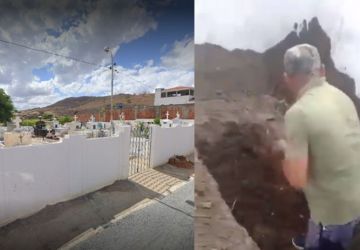 Vídeo | Sem coveiro, família improvisa enterro de idoso na Paraíba