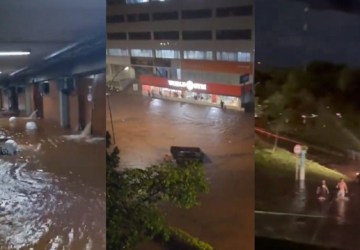 Chuva forte provoca alagamentos e deixa carros submersos em Brasília