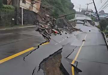 Temporais no RS: rua desmorona após chuva em Gramado