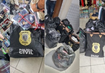 Polícia Civil apreende acessórios de celular e bolsas falsificadas em operação na capital