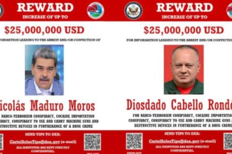 EUA Aumentam recompensa para captura de Maduro e Cabello para US$ 25 Milhões